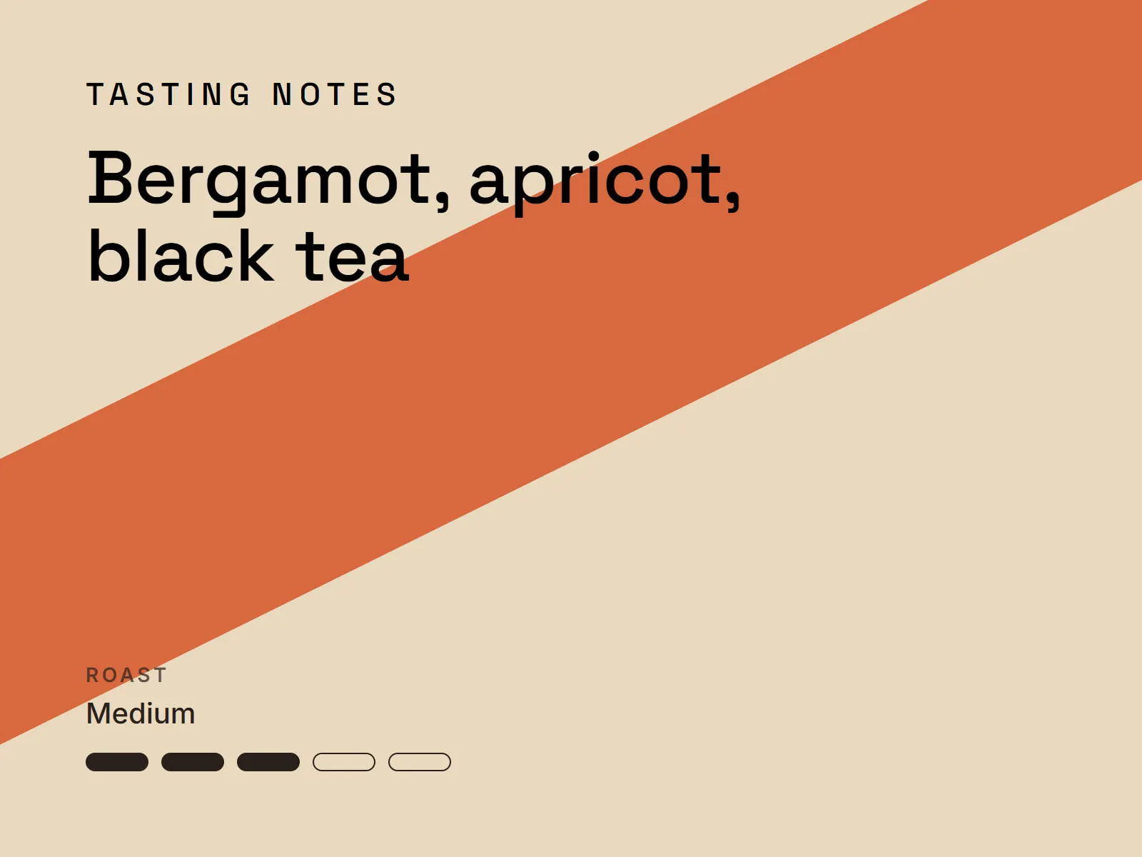 Close-up of the tasting notes and roast scale.