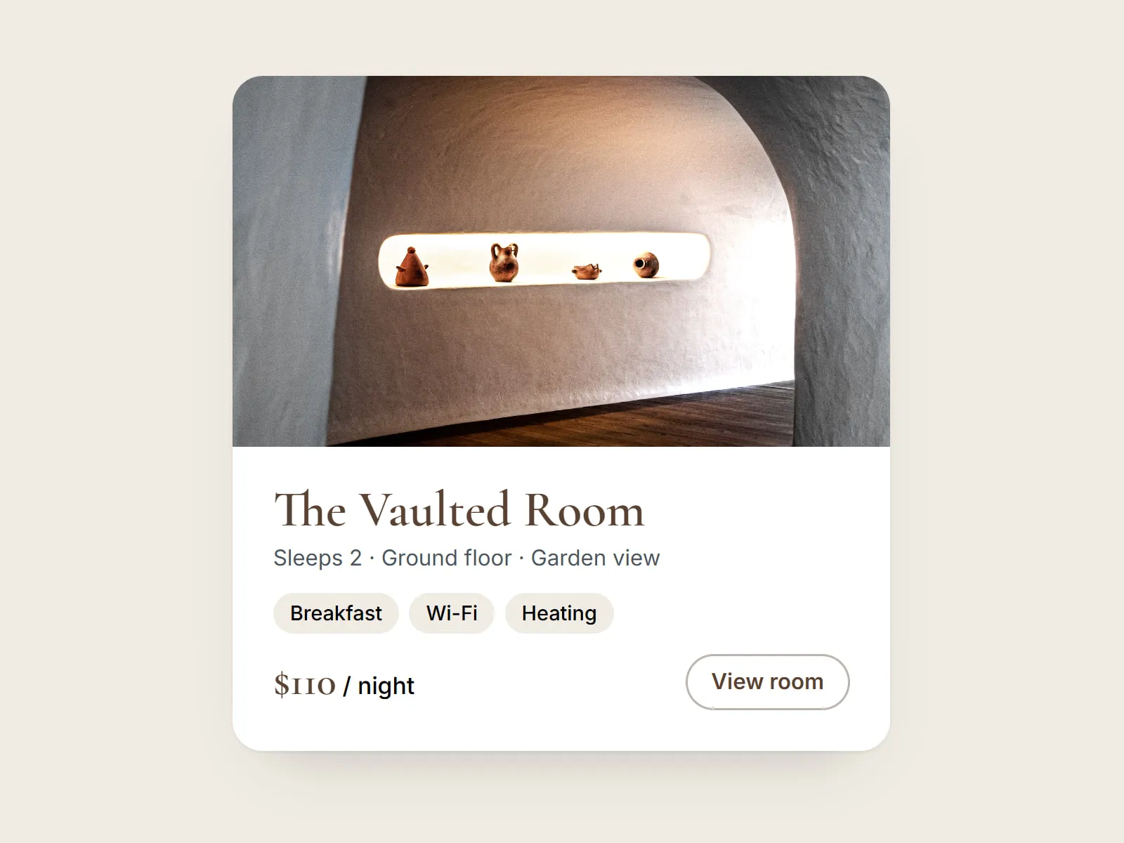 Close-up of a room card.